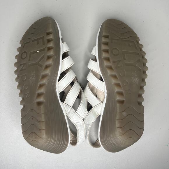 Fly London White Yito Wedge Lace Up Dress Sandals Size 42 - Picture 6 of 10